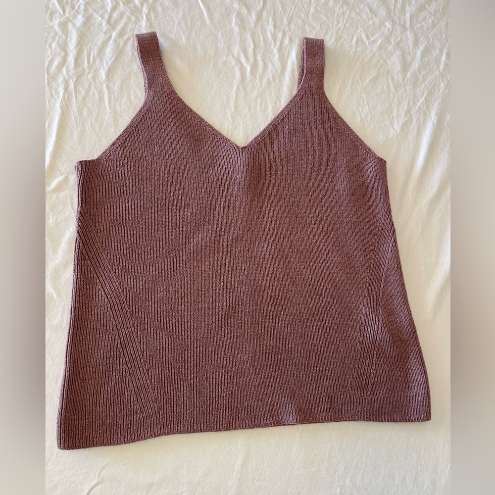 Old Navy Ribbed V-Neck Knit Tank - Dusty Mauve Lavender Spring Top XL